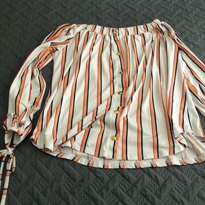 White striped shirt small off the shoulder